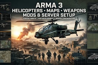 create or customize arma 3 helicopters, mods, maps ,weapons, and servers