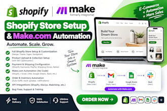do shopify theme customization and make com workflow automation