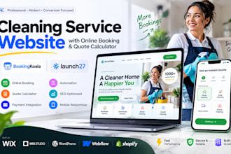 cleaning service website with bookingkoala, launch27, quote calc, booking system