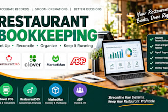 set up, cleanup reconcile restaurant365, clover, marketman adp bookkeeping