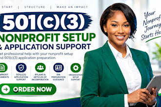 assist with US nonprofit setup and 501c3 application preparation
