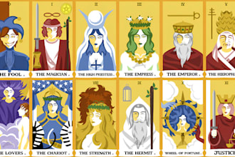 draw custom tarot, oracle, zodiac and playing cards, tarot card illustration art