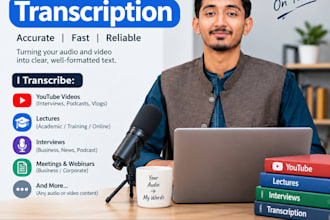 professionally transcribe interviews, meetings, and podcasts