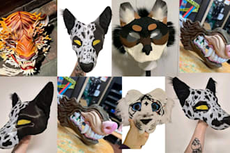 3d print and paint furry mask cosplay, fursona 3d head model