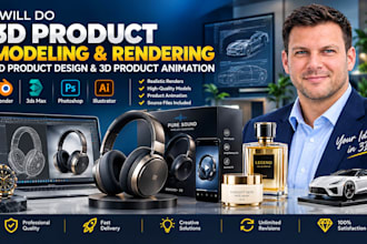 do 3d product modeling and rendering 3d product design and 3d product animation