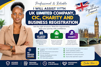 assist with UK limited company, cic, charity and business registration