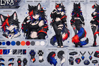 design your fursona or anthro oc, furry character concept art