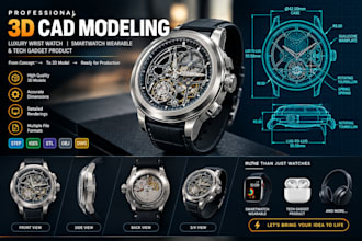 create luxury wrist watch product, smartwatch wearable, and tech gadget product