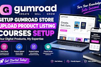 setup gumroad store upload product listing courses setup gumroad expert