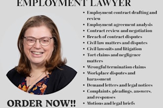 employment contracts,civil law, tort,contract review,lawsuit,appeal as a lawyer