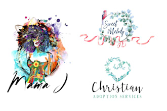 create elegant and beautiful watercolor feminine logo design
