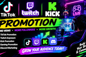 promote your tiktok, twitch and kick channel with targeted marketing