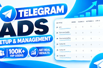 setup telegram ads, optimize telegram ads, fix telegram ad to get 100k vip users