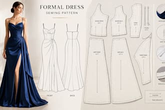 create bridal and formal dress sewing pattern