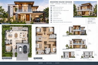 create modern architectural designs, floor plan and elevations