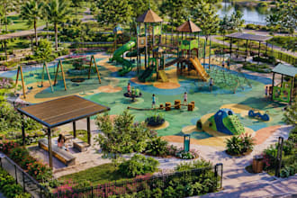 3d outdoor playground, park, and recreational area