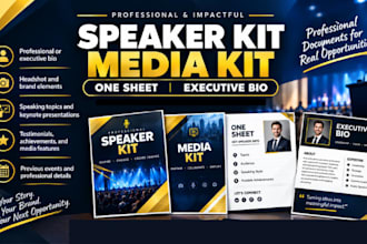 design a speaker kit, one sheet media kit and executive bio