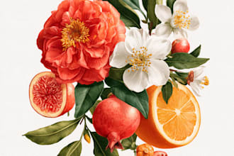 paint water colour botanical illustrations of plants
