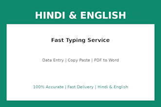 do fast hindi and english typing, data entry and copy paste work