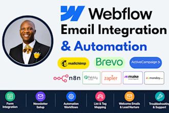 setup webflow email integration with mailchimp brevo activecampaign automation