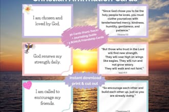 design christian affirmation card or scripture flashcards prayer journal quotes