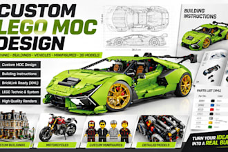 custom 3d lego design, 3d lego technic, lego mocs car, lego set with instruction