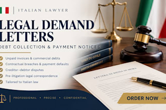 be your italian lawyer, send a legal demand letter or debt collection notice