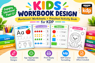 design kids educational workbook montessori workbook preschool worksheet for kdp