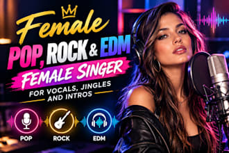 be your female pop, rock and edm singer for vocals, jingles and intros