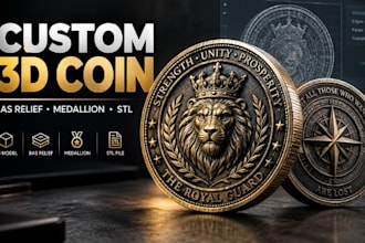 design custom 3d coin model, bas relief, medallion and stl for 3d printing