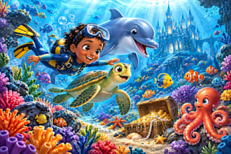 illustrate ocean animal storybooks for children