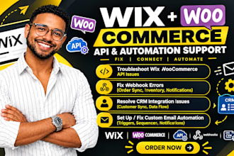 troubleshoot wix woocommerce API webhook CRM and custom email automation issues