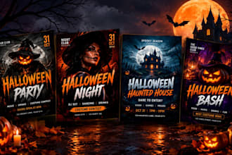 design animate black friday flyer, halloween event, club, party and winter flyer