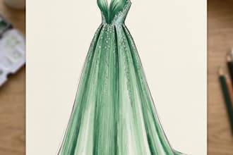 design custom elegant dress sketches and fashion art