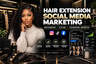 hair extension marketing instagram, tiktok, facebook ads, lash and nails studio