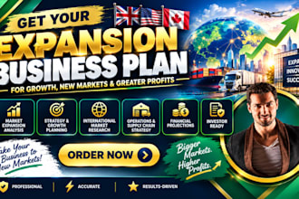 create a funding ready business expansion plan for UK USA canada