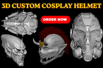 create sculpt 3d mask, 3d cosplay helmet, cosplay wearable armor, for printing