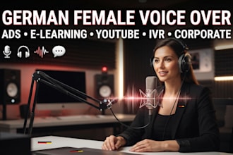 record professional german female voice over for ads, elearning, youtube and IVR