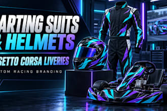 design a custom karting suit, helmet and assetto corsa livery