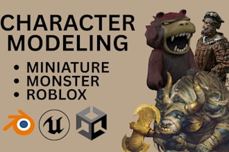 do miniature, monster, roblox character modeling with blender or unreal engine