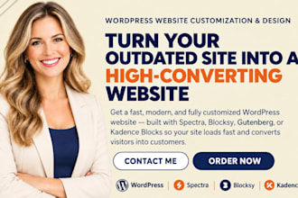 customise or design wordpress website using spectra, blocksy, gutenberg, kadence
