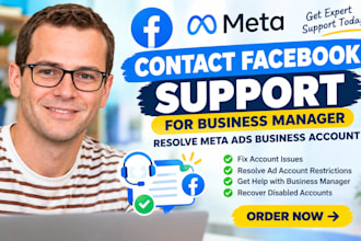 contact facebook support for business manager, resolve meta ads business account