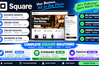design square website, online store, booking, redesign seo square pos payment