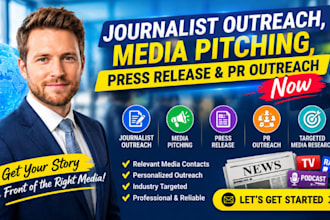 do journalist outreach, media pitching, press release and PR outreach