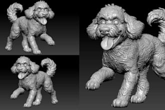 create realistic 3d dog model pet bust sculpt animal design stl for 3d printing