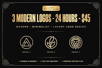 design 3 modern minimalist luxury logo in 24 hours
