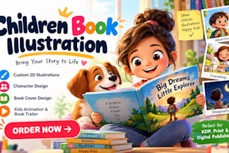 illustrate children book, kids book, 2d illustration, watercolor book cover