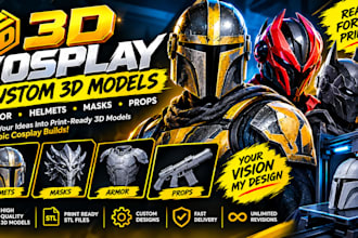 create custom 3d cosplay amor 3d helmet mask pros 3d printing