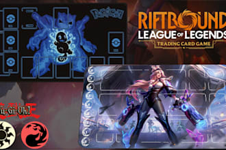 design custom tcg playmat, anime mat, riftbound, tcg card illustration, yugioh