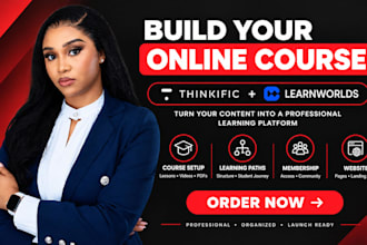 build your kajabi or teachable course, funnel and membership